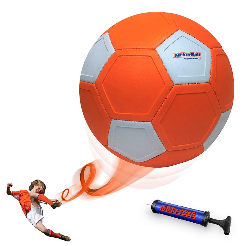 كيكربول كرة القدم Kickerball Swerve and Curve مقاس 4 كرة قدم لتدريب كرة القدم مع لوحات خاصة للعب مثل كرة القدم الاحترافية في الهواء الطلق والداخلي، كرة قدم ممتعة للأطفال والكبار - Image 1